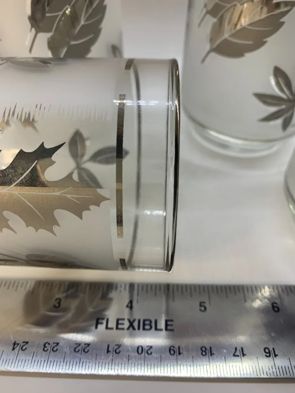 Vintage Libbey Silver Foliage Glasses 12 oz Set of 4